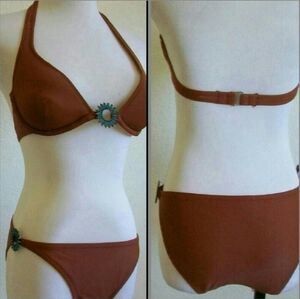 RARE Victoria's Secret VS Bikini SET Jeweled Embellished Terracotta 34A Small
